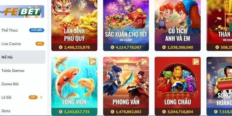 Sức hút của sảnh Nổ Hũ